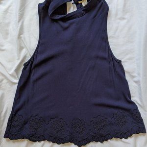 Navy Embroidered Blouse